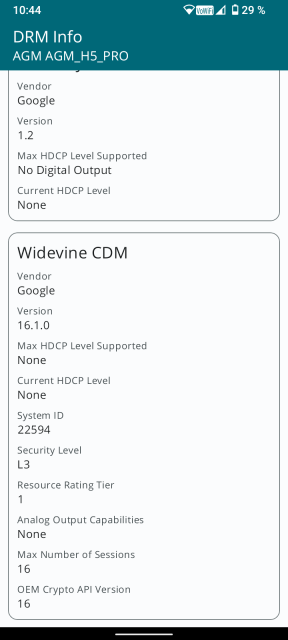 AGM H5 Pro Widevine DRM