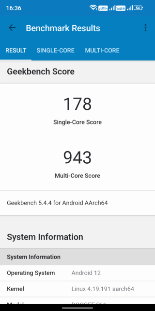 Doogee S61 Geekbench CPU