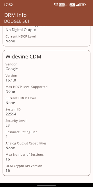 Doogee S61 Widevine DRM