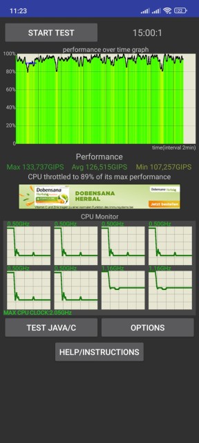 Poco M5S CPU Throttle Test