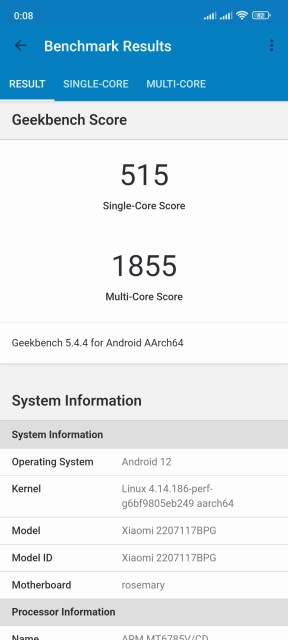 Poco M5S Geekbench CPU