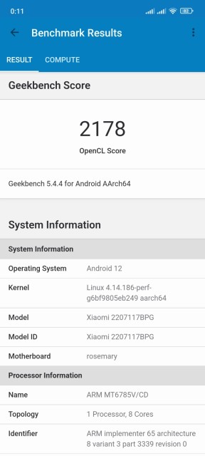 Poco M5S Geekbench GPU