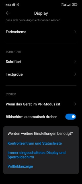 Poco M5S Display Einstellungen