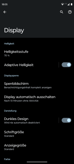 Moto G72 Display Einstellungen