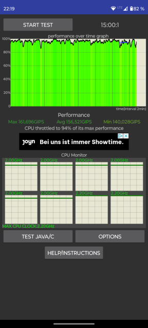 Moto G72 CPU Throttle Test