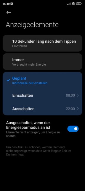 Xiaomi 12T Display Einstellungen