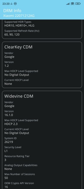 Xiaomi 12T Widevine DRM