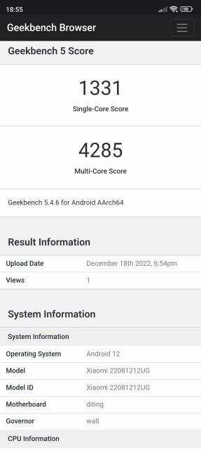 Xiaomi 12T Pro Geekbench CPU Benchmark