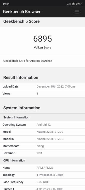 Xiaomi 12T Pro Geekbench GPU Benchmark