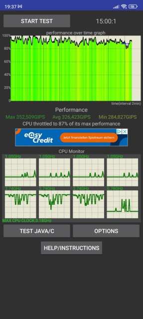 Xiaomi 12T Pro CPU Throttle Test