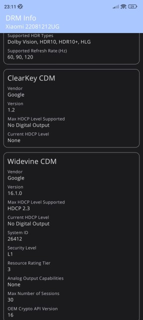Xiaomi 12T Pro Widevine DRM