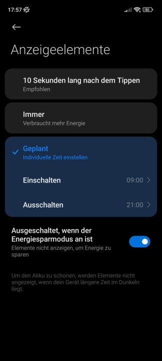 Xiaomi 13 Display Einstellungen