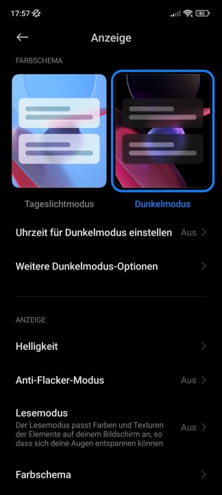 Xiaomi 13 Display Einstellungen