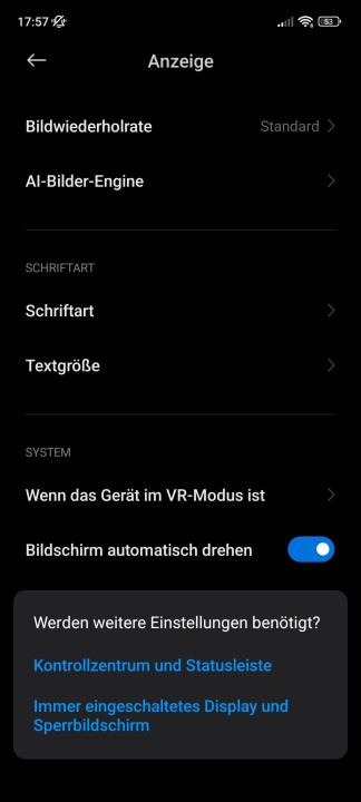 Xiaomi 13 Display Einstellungen