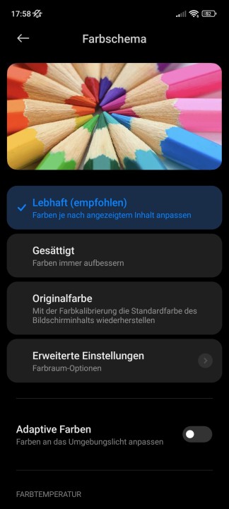 Xiaomi 13 Display Einstellungen