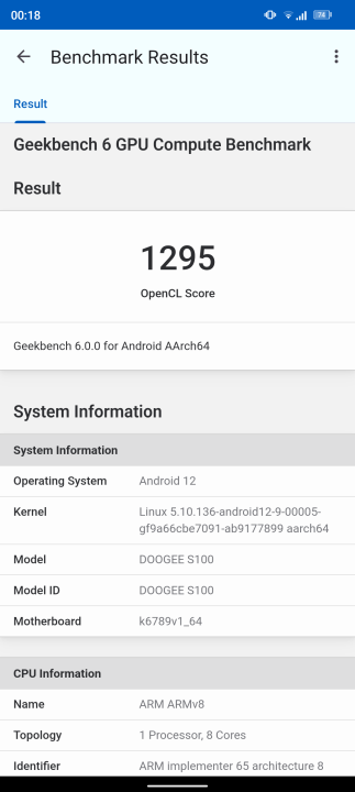 Doogee S100 Geekbench GPU