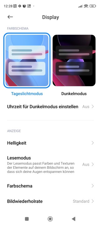 Xiaomi 13 Lite Display Einstellungen