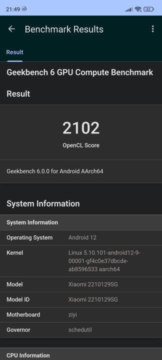 Xiaomi 13 Lite Geekbench Benchmark