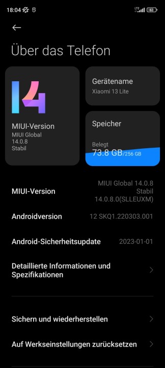 Xiaomi 13 Lite Software