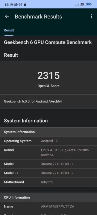 Redmi Note 12 Pro+ 5G Geekbench Benchmark