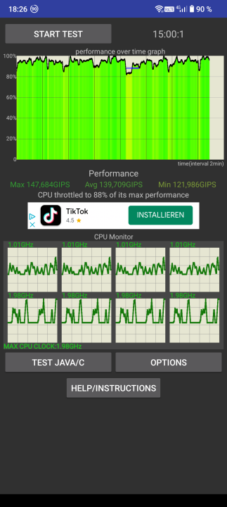 Cubot P80 CPU Throttle Test