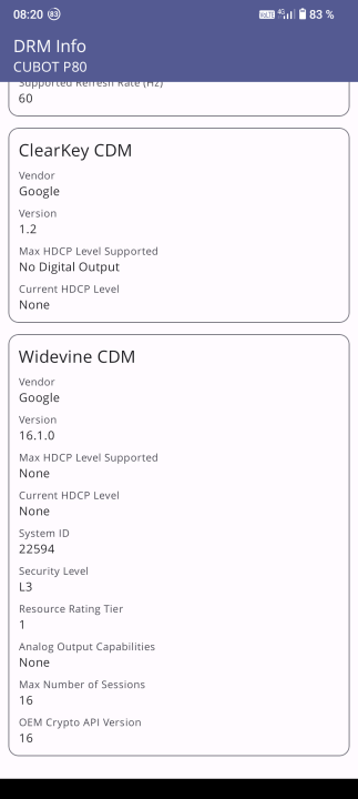 Cubot P80 DRM Info