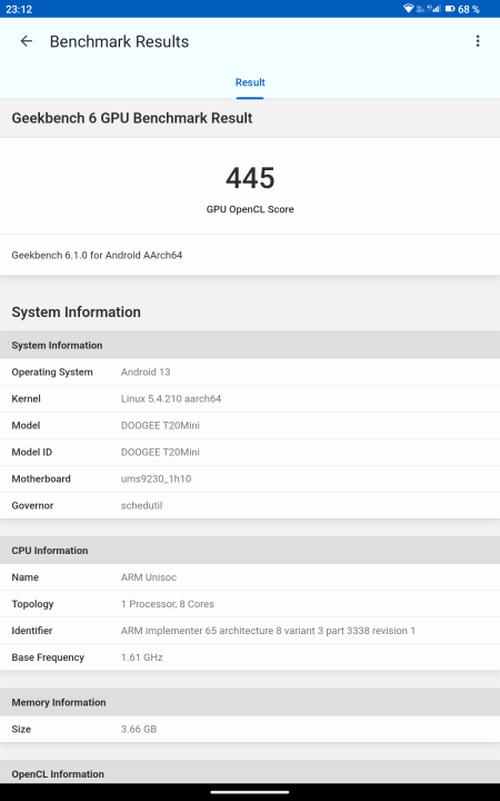 Doogee T20 Mini Geekbench Benchmark