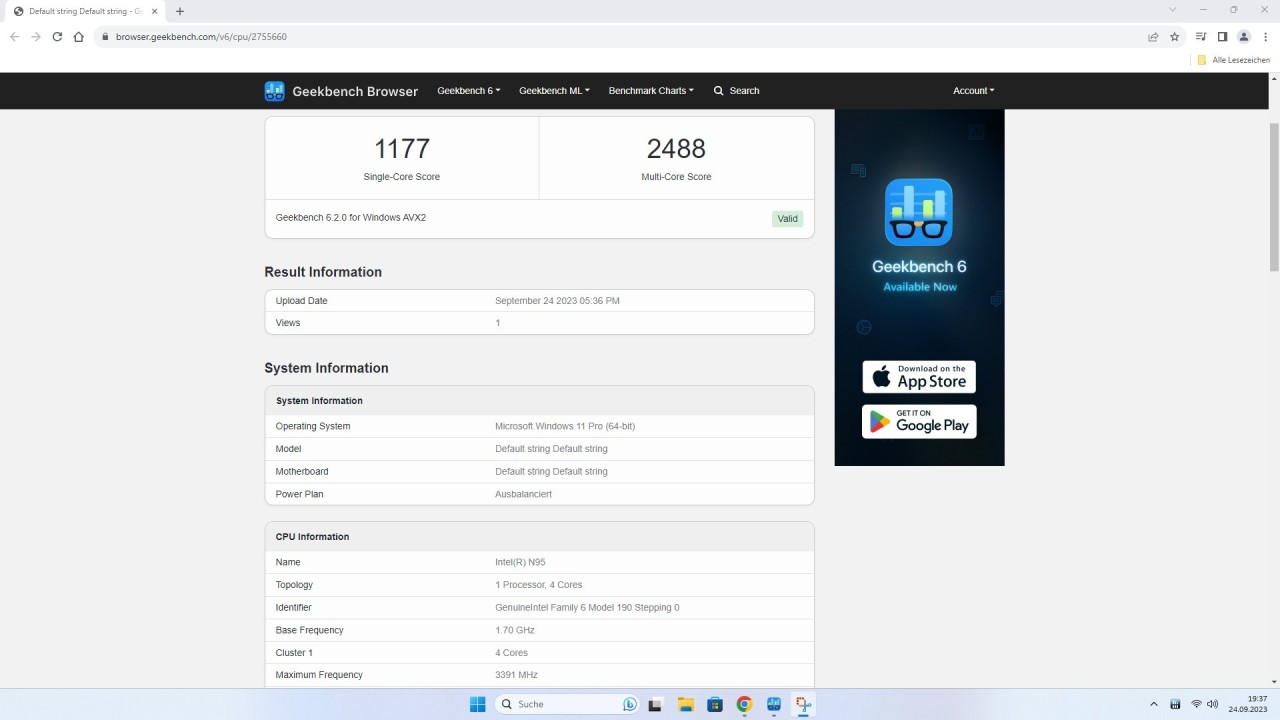 NiPoGi AK1 Plus Geekbench CPU