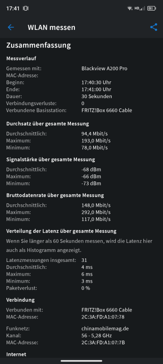 Blackview A200 Pro WLAN Test