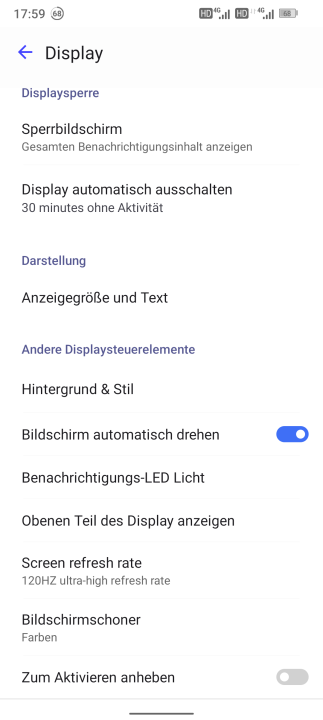 Doogee V30 Pro Display Einstellungen