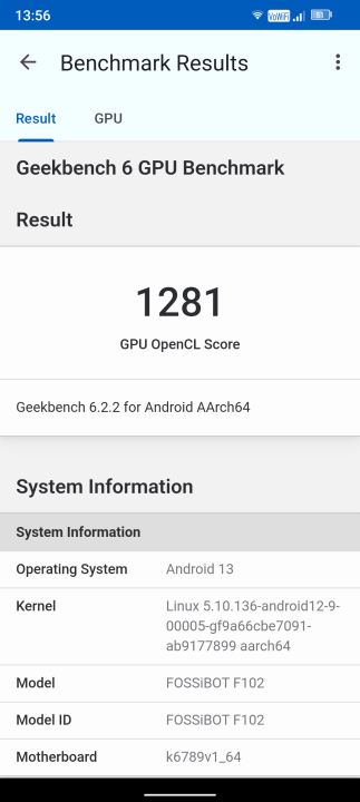 Fossibot F102 Geekbench GPU Benchmark