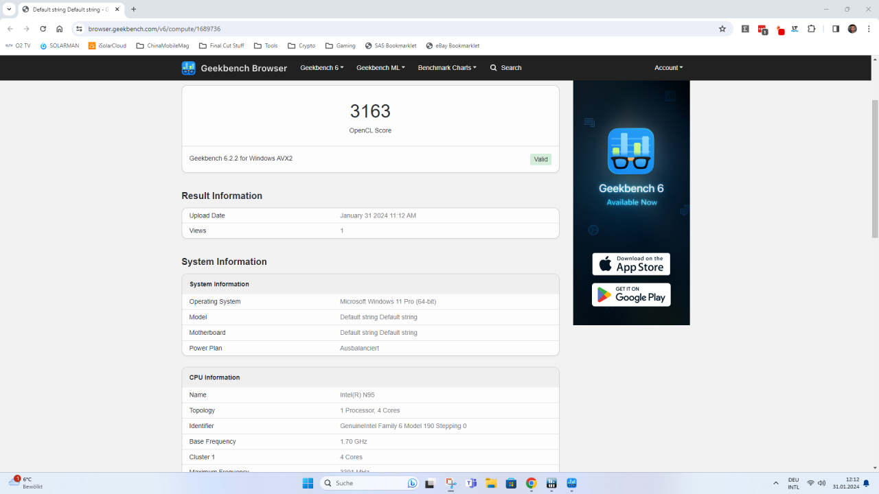 Ouvis S1 Benchmark Geekbench