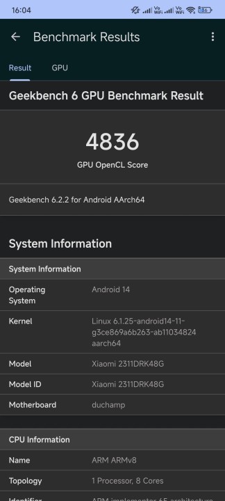 Poco X6 Pro Geekbench GPU