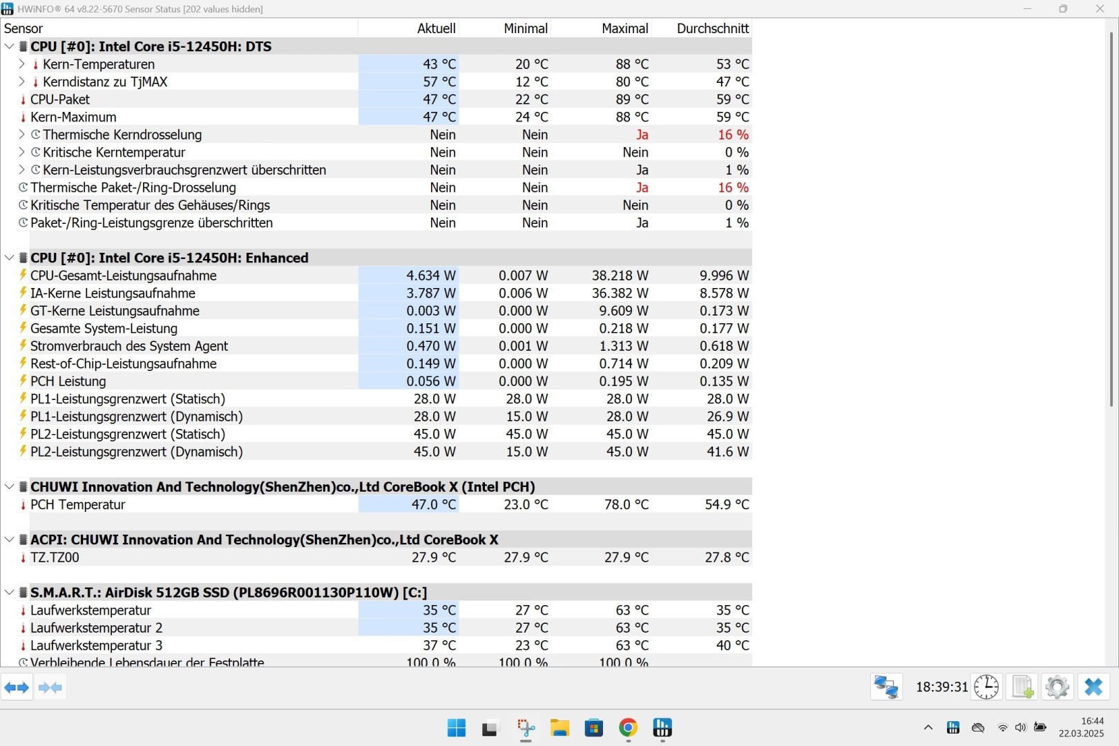 Chuwi CoreBook X 12450H Kühlung