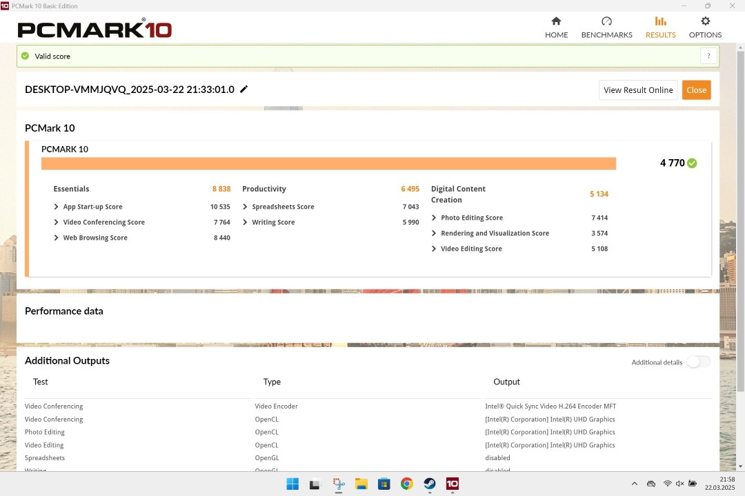 Chuwi CoreBook X 12450H PCMark 10