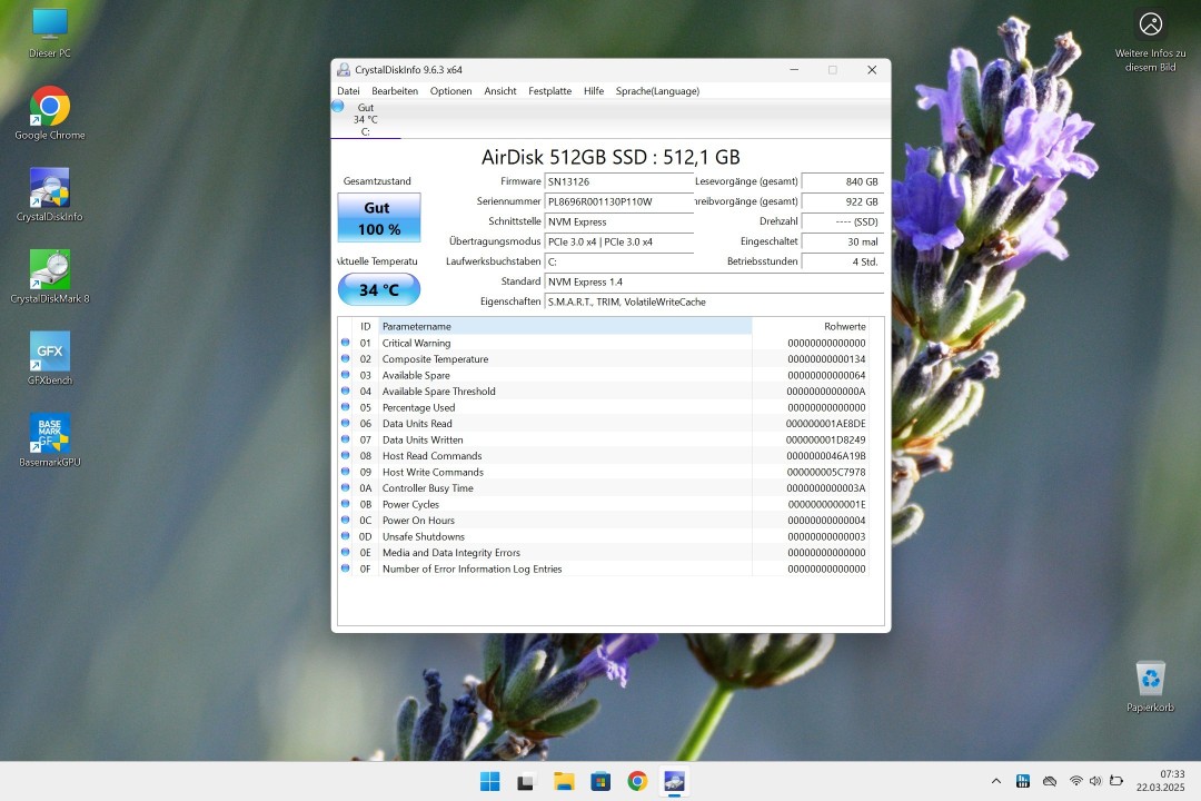 Chuwi CoreBook X 12450H SSD Info