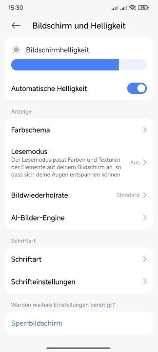 Poco X7 Pro Display Einstellungen