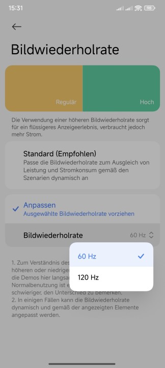 Poco X7 Pro Display Einstellungen