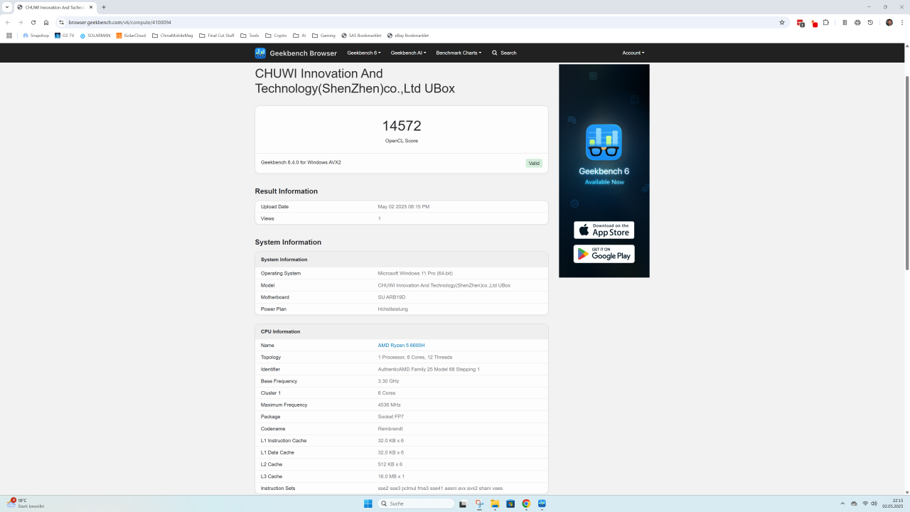 Chuwi UBox Geekbench GPU