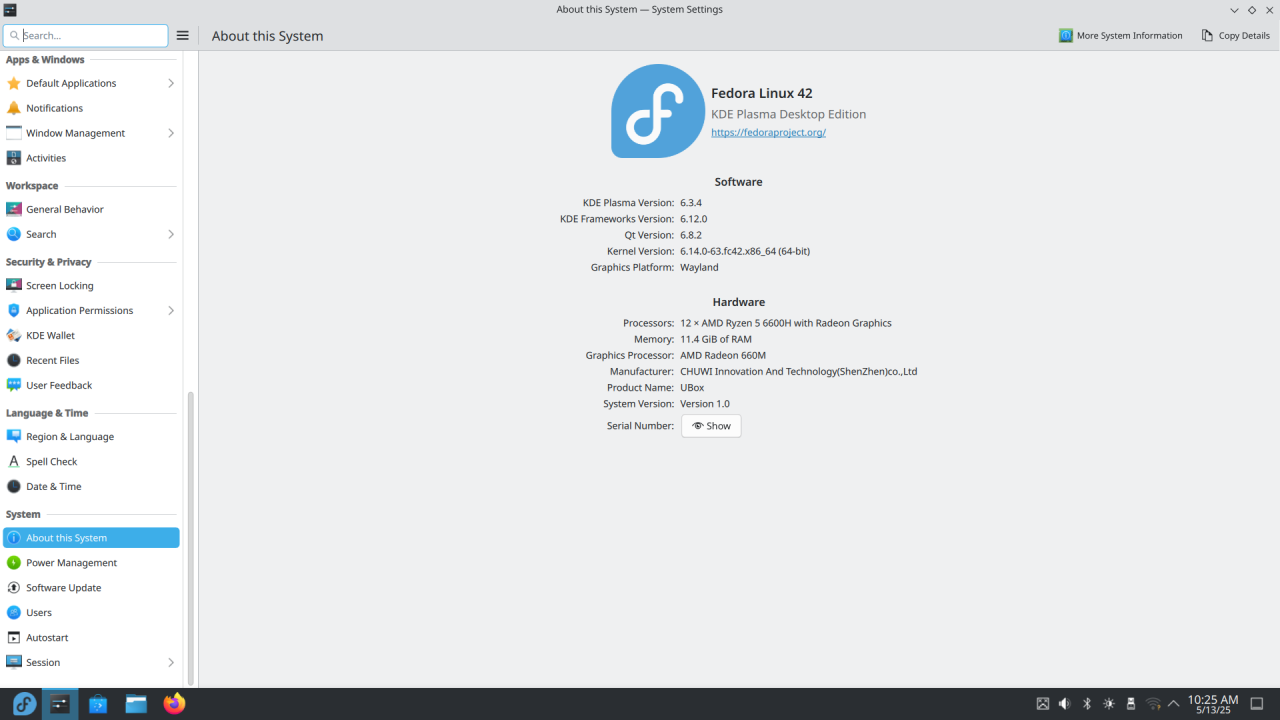 Chuwi UBox Fedora Linux
