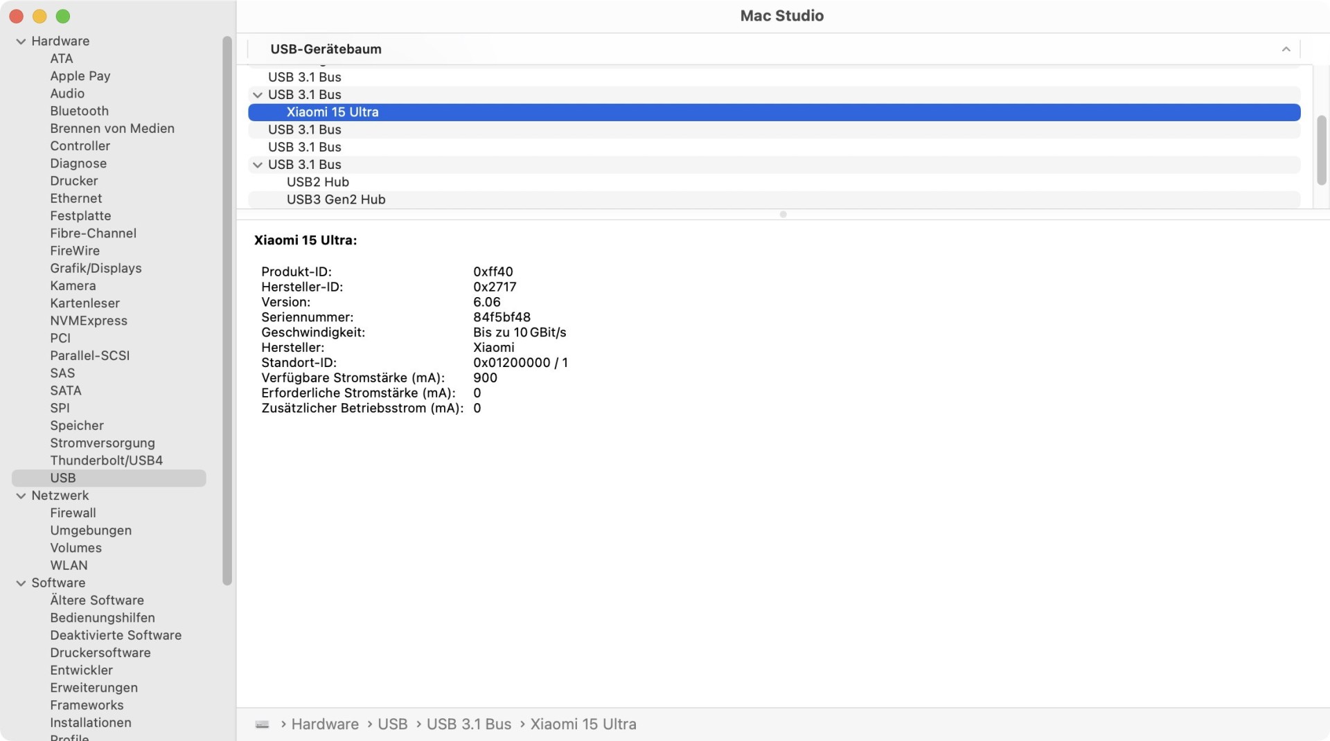 Xiaomi 15 USB 3.2 Gen2 10Gbit/s