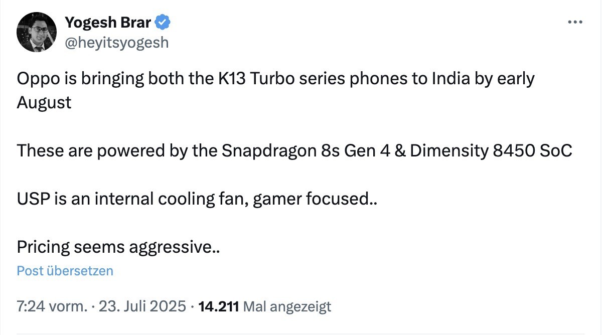 Indien Launch Leak auf X