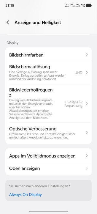 Vivo X200 Ultra Display Einstellungen