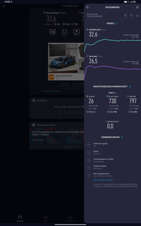 Blackview Mega 3 4G Speed Test Mobilfunk