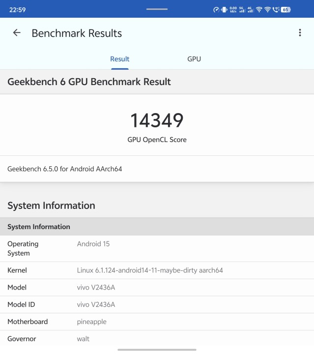 Vivo X Fold 5 Geekbench GPU Benchmark