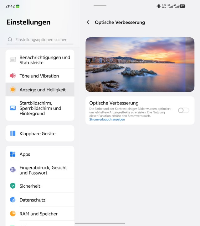 Vivo X Fold 5 Display Einstellungen