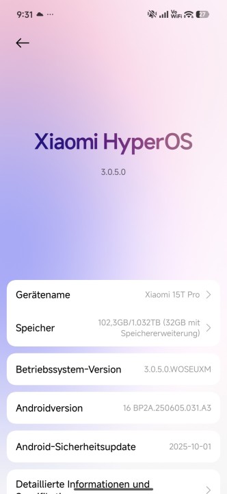 Xiaomi 15T Pro HyperOS 3 Software