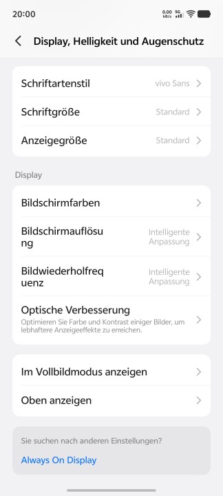 Vivo X300 Pro Display Einstellungen