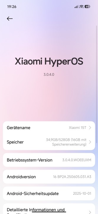 Xiaomi 15T HyperOS 3 Software