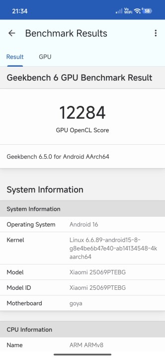 Xiaomi 15T Geekbench GPU Benchmark